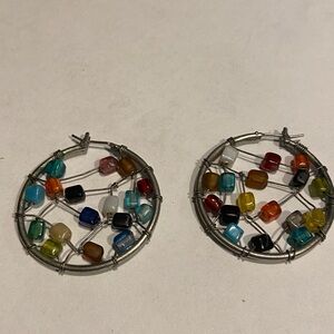 Colorful Beaded Hoop Earrings